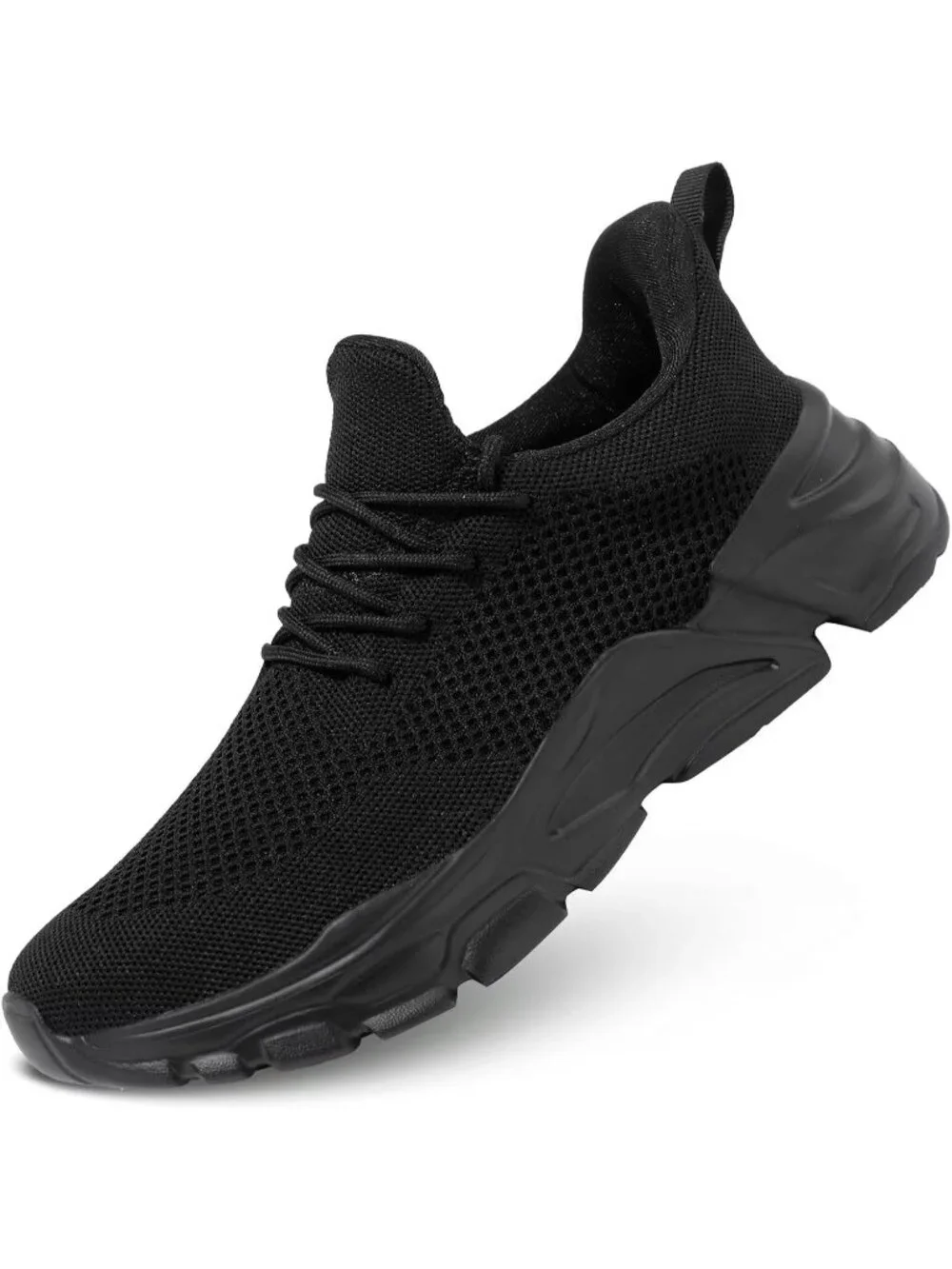 🆕Men's Dark Black Slip on Walking Shoes Ultra Light Breathable Running Shoes